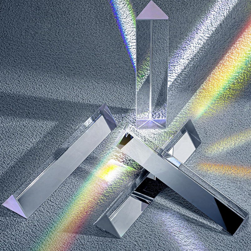 Copkim 4 Pcs Photography Crystal Prisms Optical Triangular Prism for Teaching Photography Kids Science Physics School Supplies(6 Inch) - Image 1